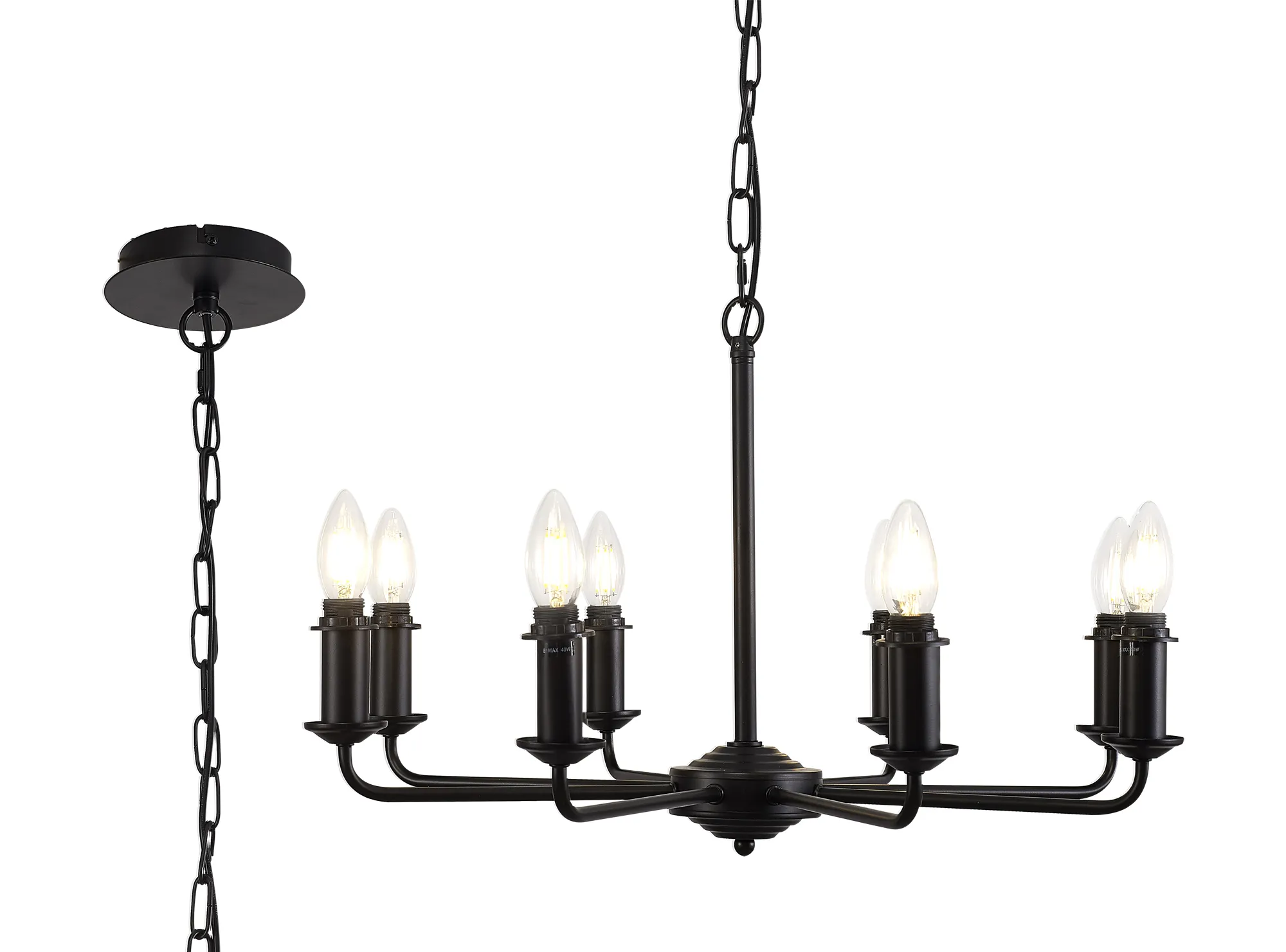 D0679  Banyan Pendant/Semi Flush 8 Light Matt Black